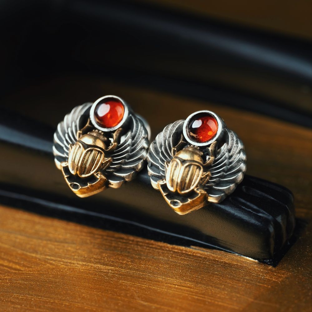 Scarab Stud Earrings. Egyptian Jewelry. Gifts for Men Women