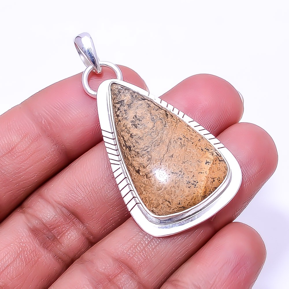 Picture Jasper – Oregon 925 Sterling Silver Pendant 1.95″, Christmas Gift P39729