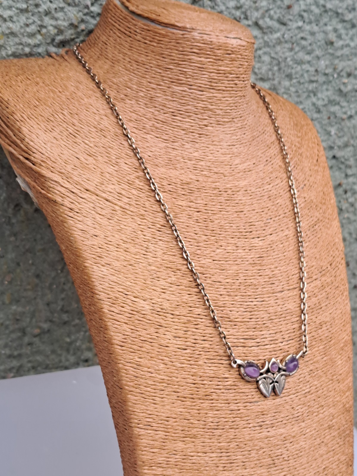 Vintage Art noveau Necklace Mackintosh design MIRACLE pewter,58cm H95