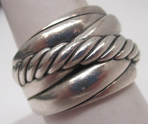 David Yurman Thick Rope Ring Sterling Silver Authentic Size 7