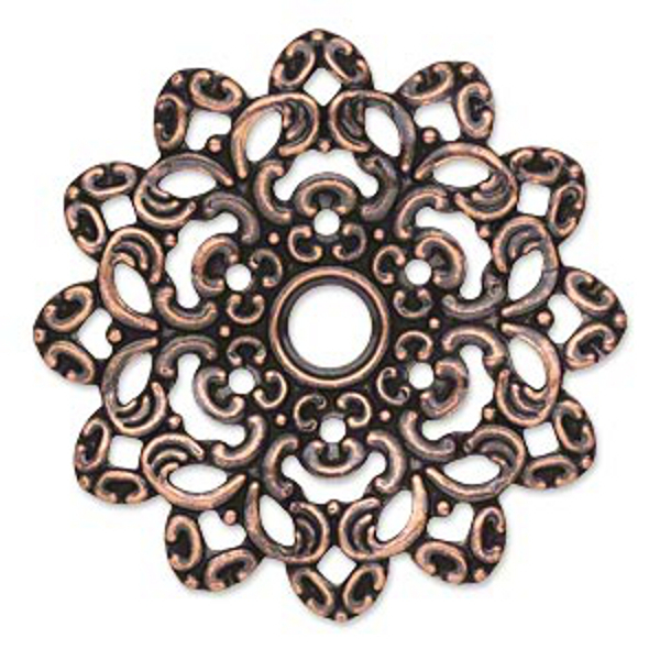 Copper Pendant Medallion 1-3/4 inch Steampunk Victorian Antiqued Lot of 4