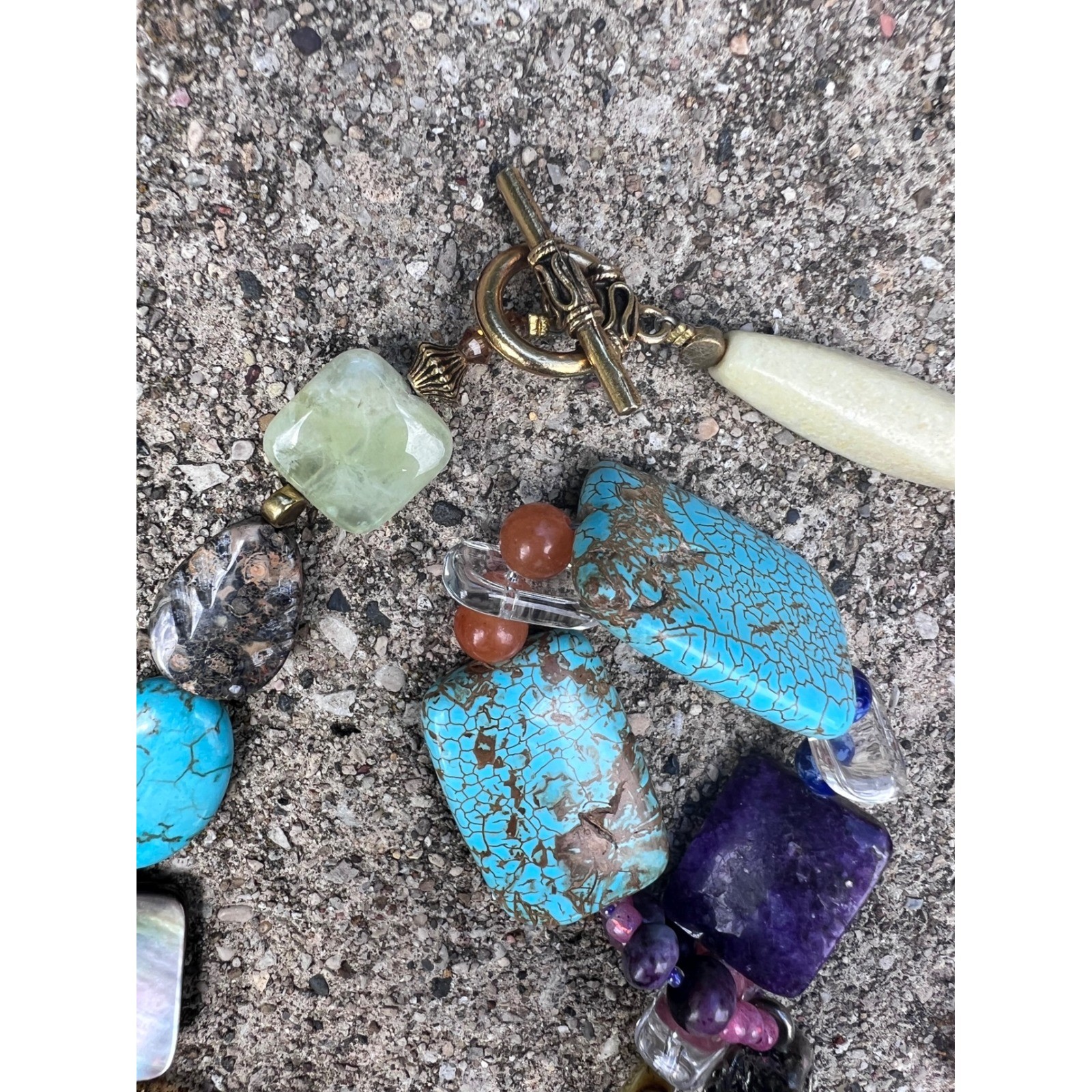 VTG Southwest Multi Gemstone Lariat Drop Statement Kokopelli Pendant Necklace