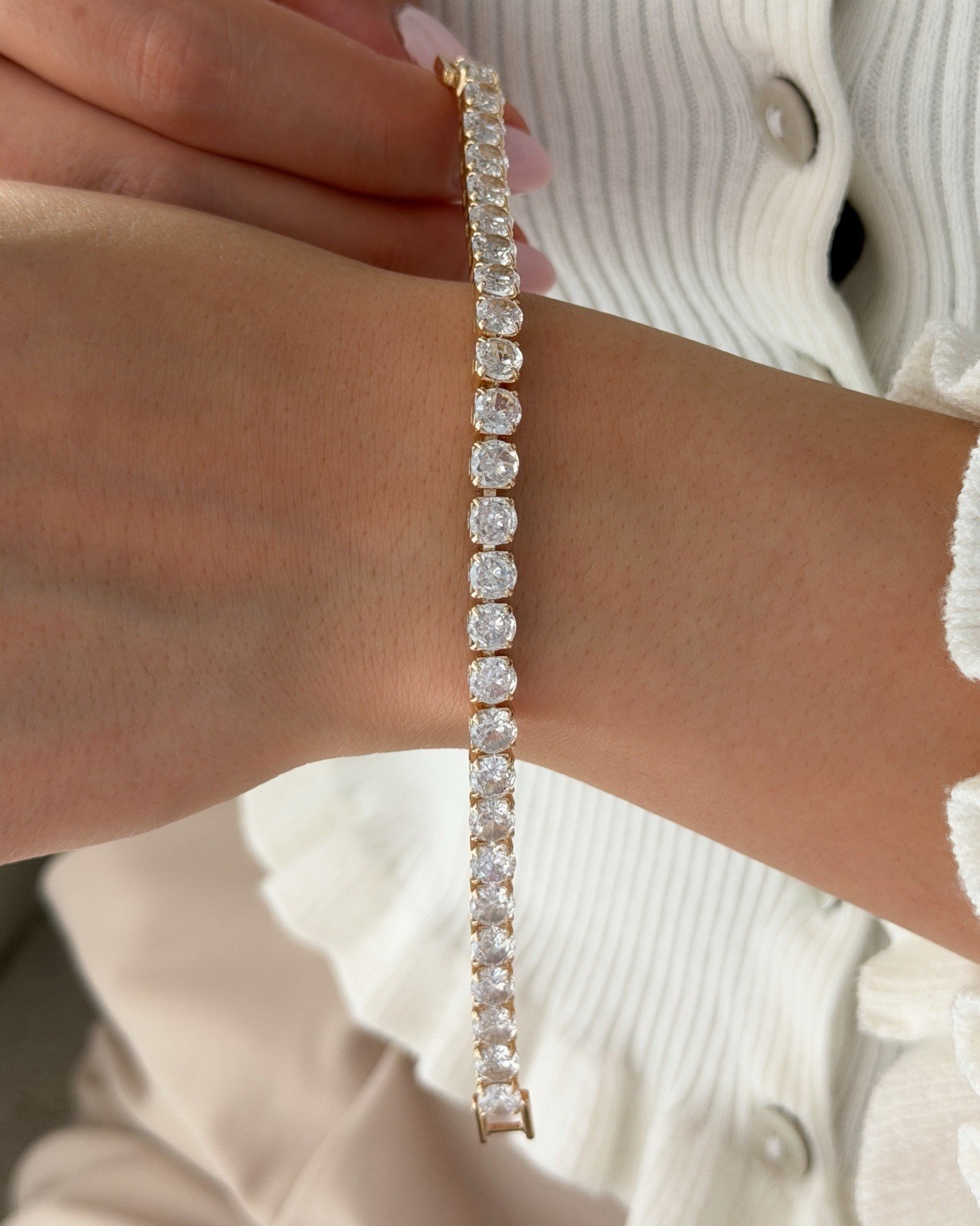 Bold Sparkle Link Tennis Bracelet, Gold-Plated Everyday Fashion Jewelry