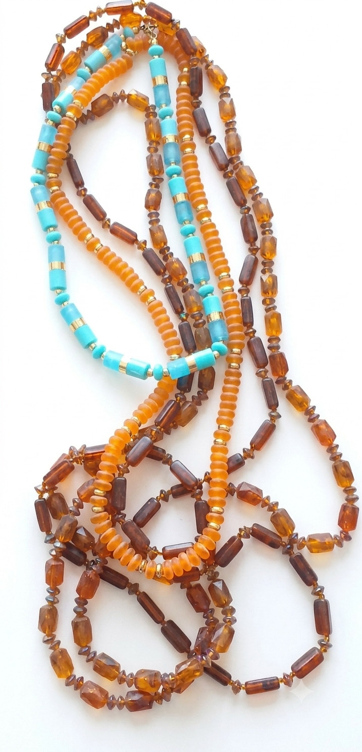 Lot of 10 Vintage Italian Plastic Bead Necklaces – Colorful Summer Jewelry Set