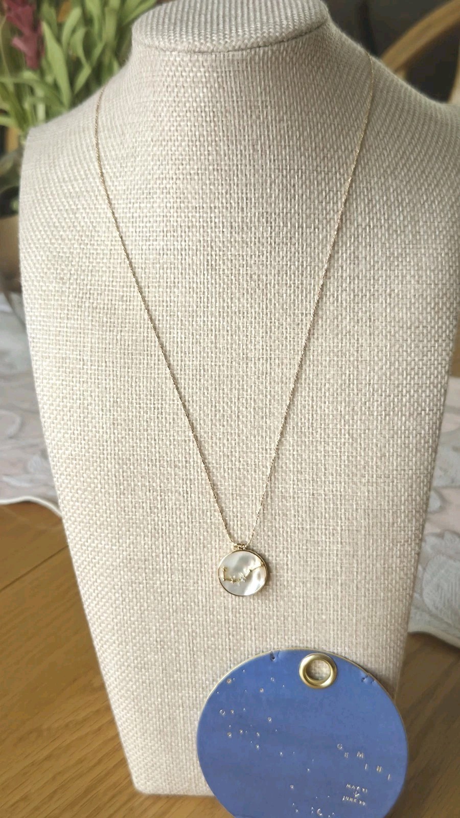 NWT “Gemini” necklace by Anthropology. Shiny, gold tone chain.