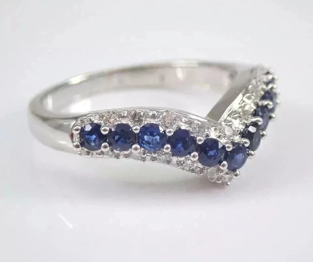 2CT Round Cut Lab Created Sapphire Diamond Wedding Ring 14K White Gold Plated
