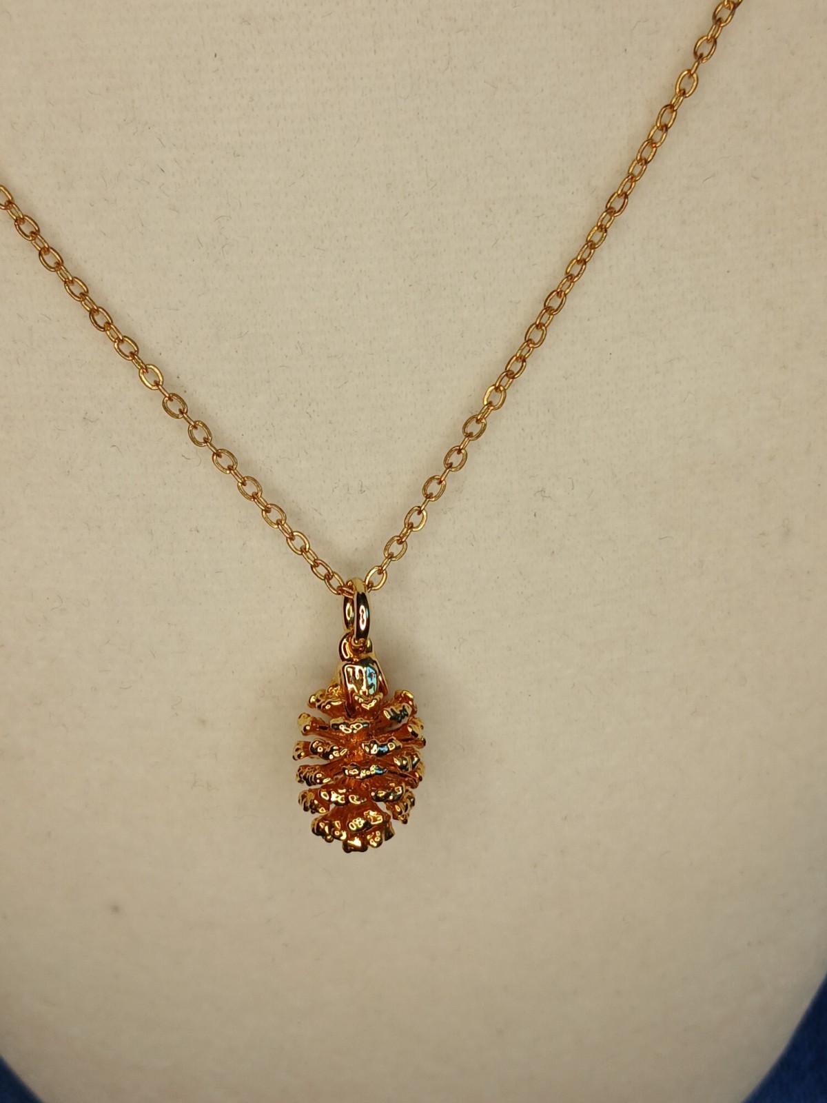 Real Pine Cone Pendant Necklace – Gold Plating