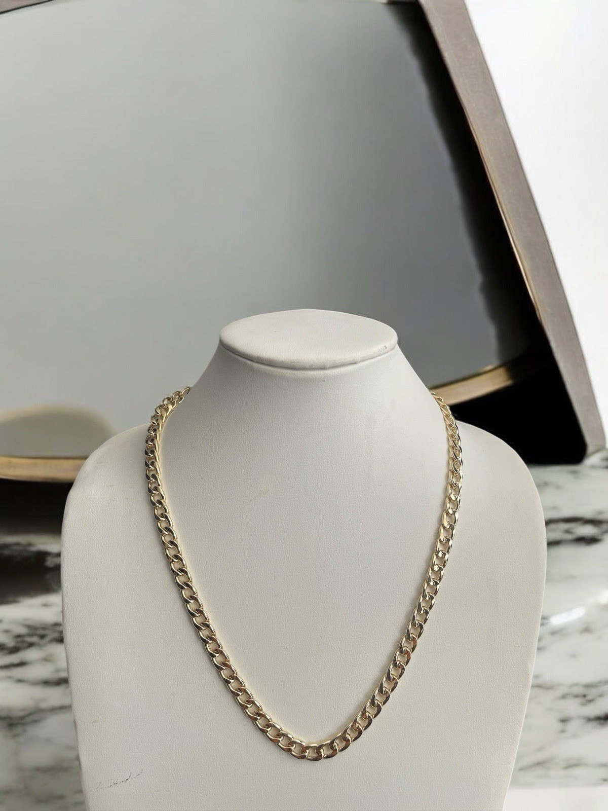 Unisex 14k Gold Electroplated 24 Inch Cuban Style Chain Link Necklace