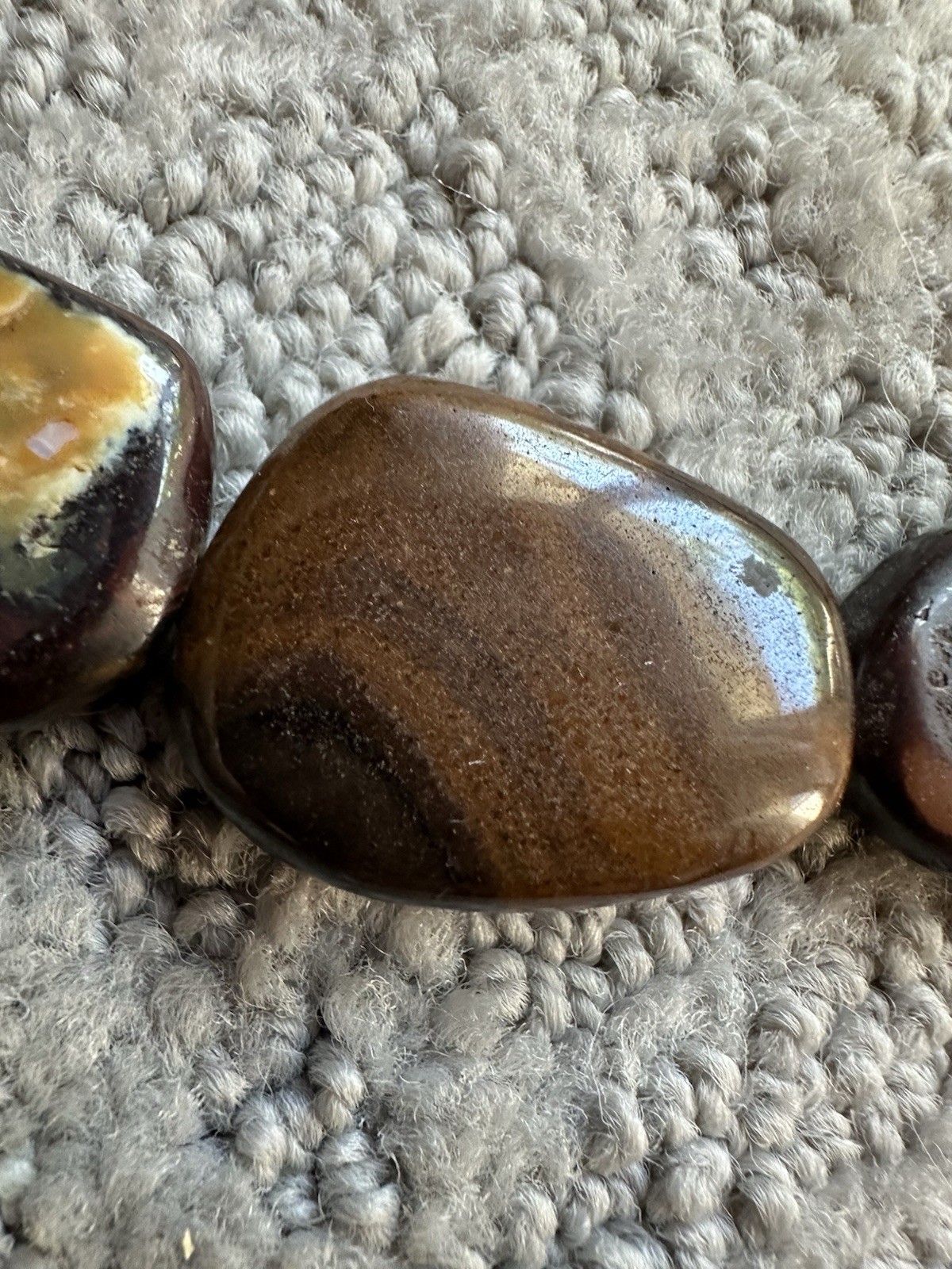 Brown Jasper Polished Freeform Stone Beaded Necklace Beaded Chain Lobster Clasp