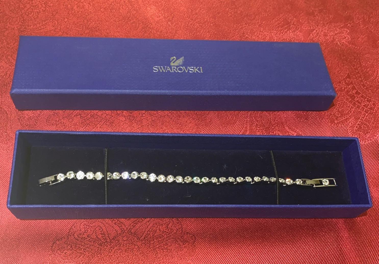 Swarovski Matrix Tennis Bracelet Round Cut White Rhodium Plated Medium 5648937