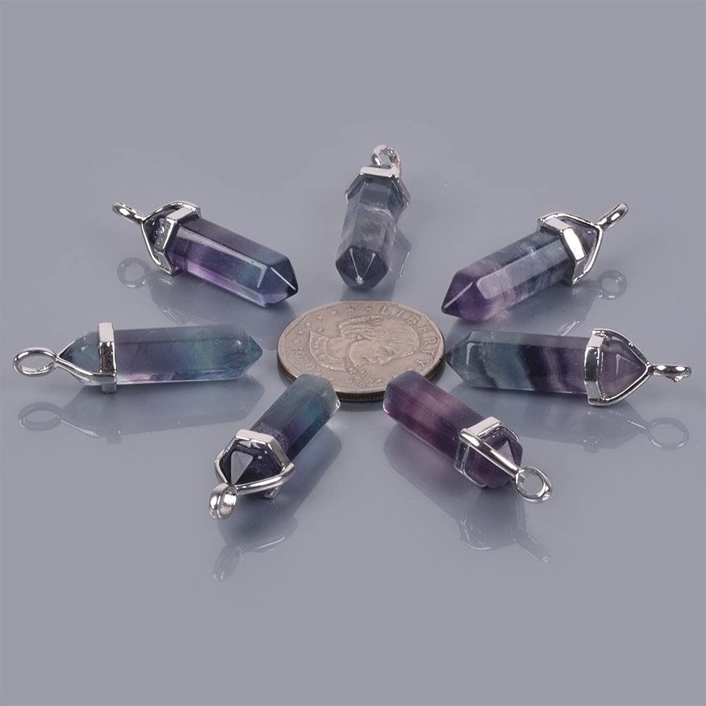 Natural Rainbow Fluorite Gemstone Hexagonal Pointed Reiki Chakra Pendant Neck…