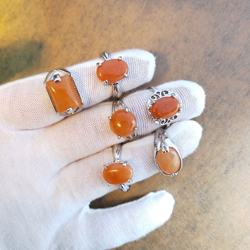Wholesale 100Pcs Lot Mixed Ring Natural Stone Rings Women Gemstone Jewelry Bulk