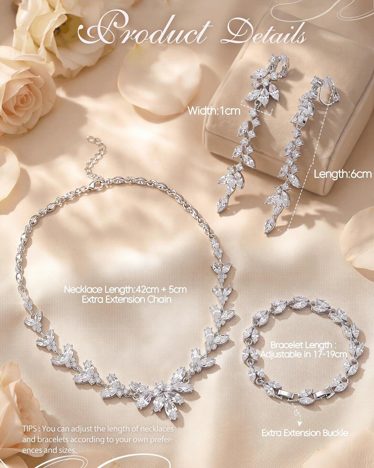 Silver Plated Wedding Jewelry Sets for Women Brides Bridesmaids Hypoallergenic S