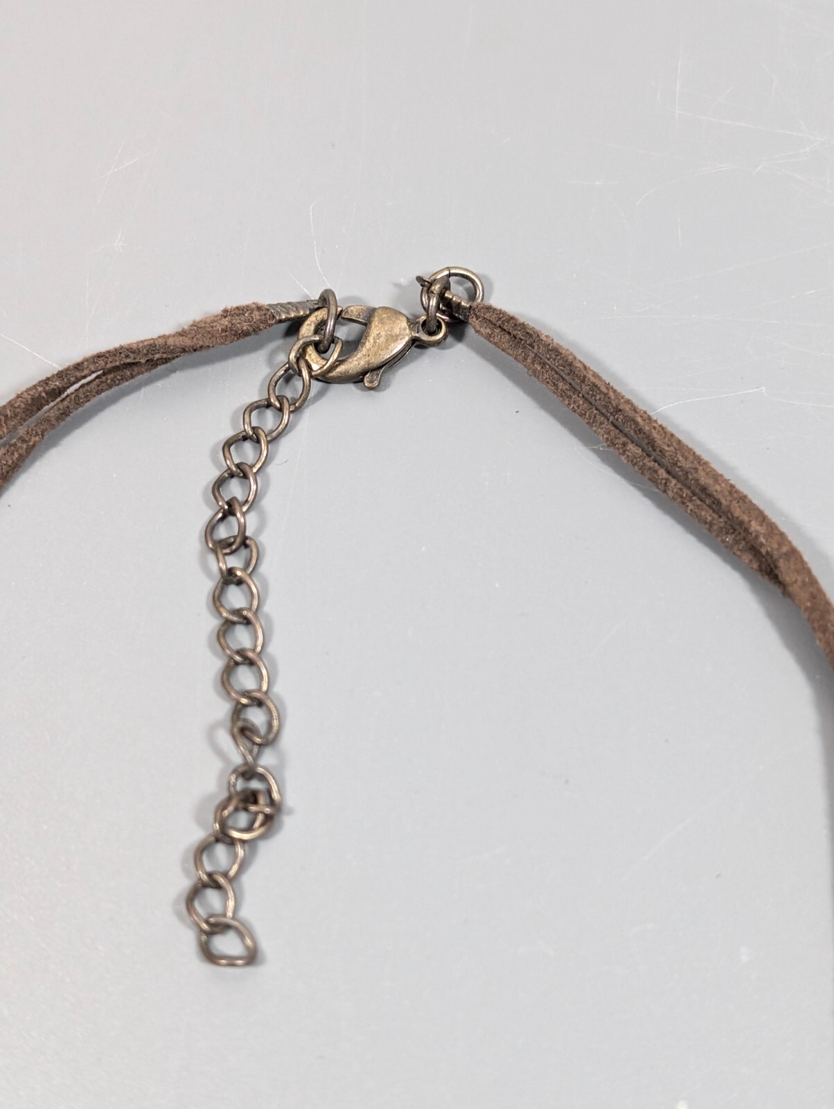 Boho Purple Bronze Tone Flower Beaded Filigree Ball Wood Cord Necklace 23 in