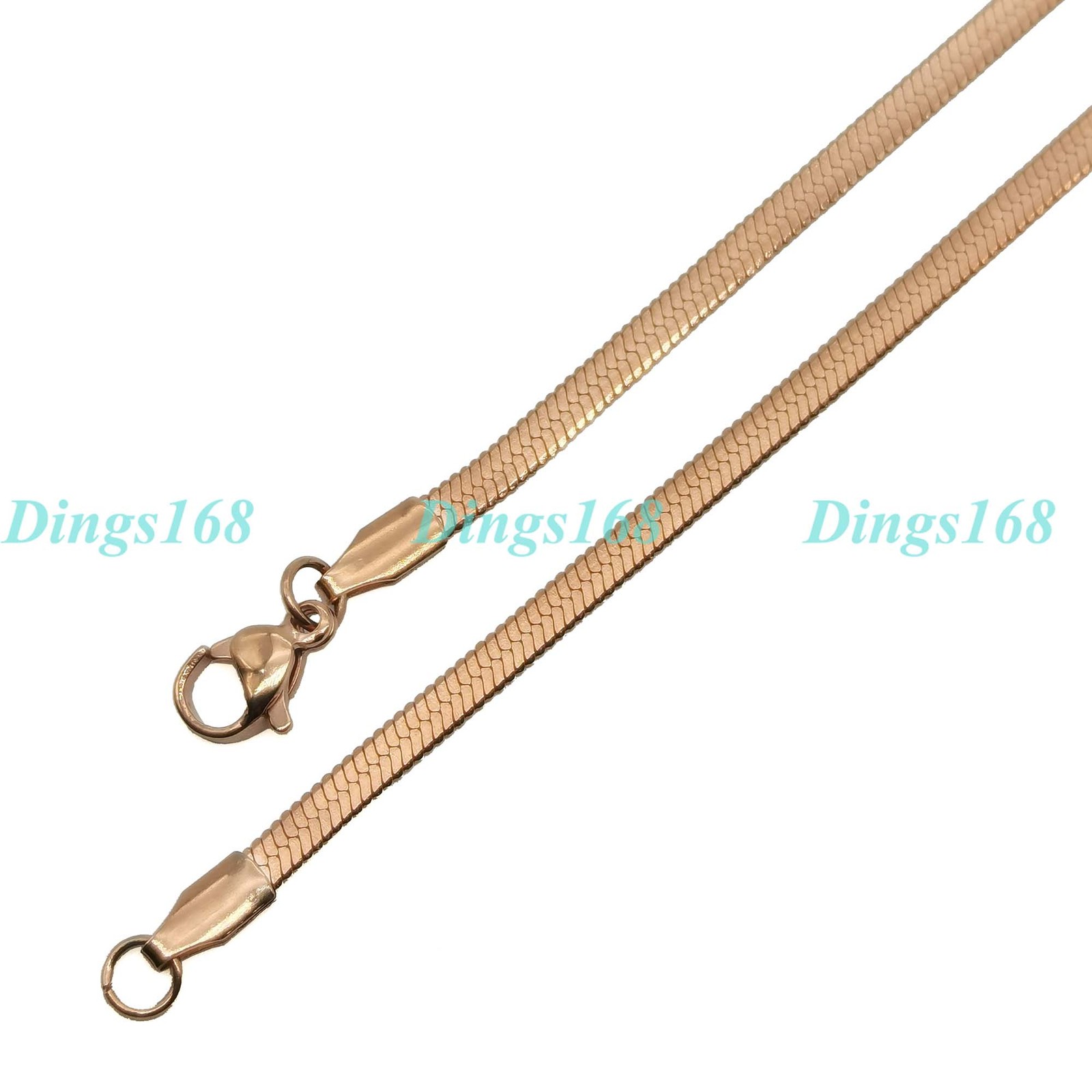 Designer Inspired 18K Rose Gold Filled 16″ 3 mm Flat Snake Choker Chain Necklace