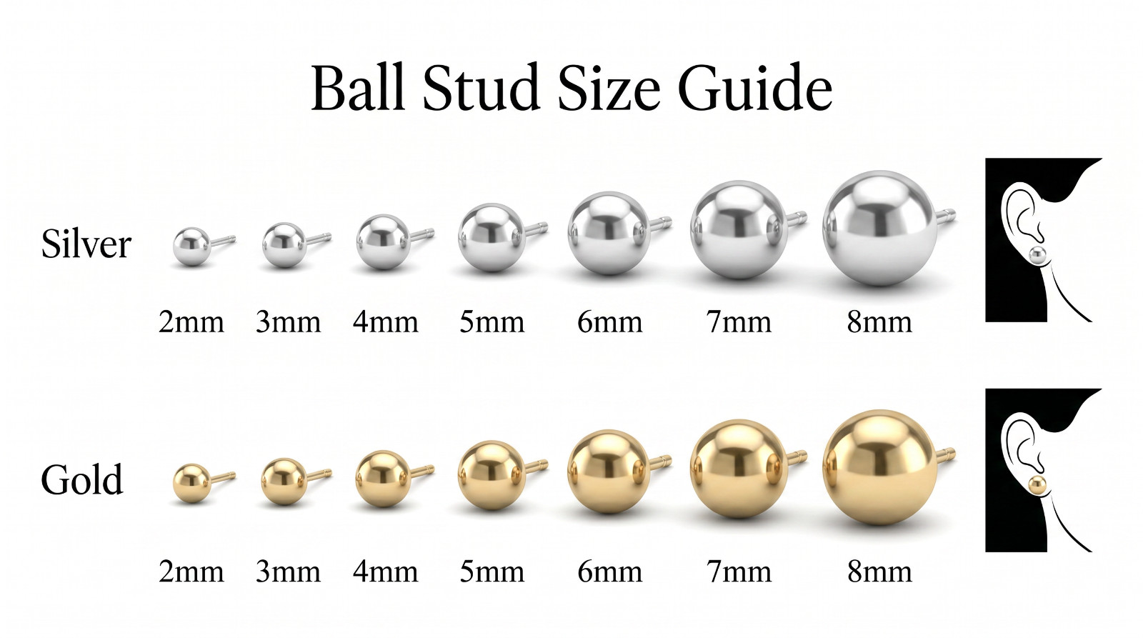 14K Gold Minimalist Round Hollow Ball Screw Back Ear Stud Earrings 2mm to 8mm