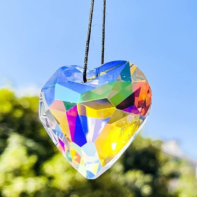 45mm AB Colored Heart Shaped Crystal Prism Pendant Crystal Heart Love Gifts