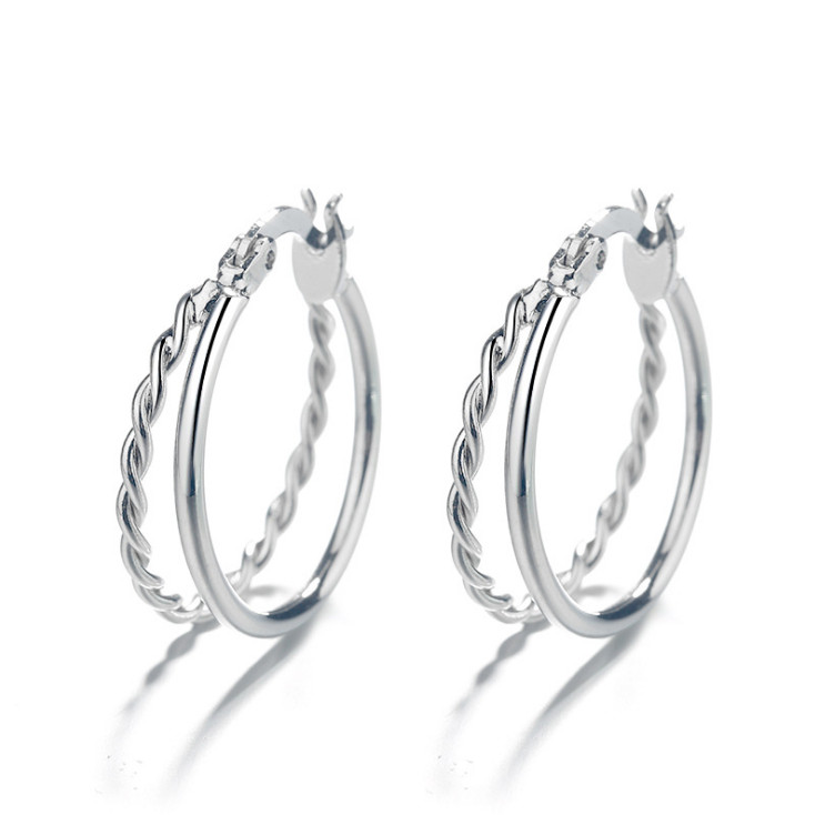 Elegant 925 Silver Hoop Earrings 1 inch for Women Jewelry A Pair/set Gift I48