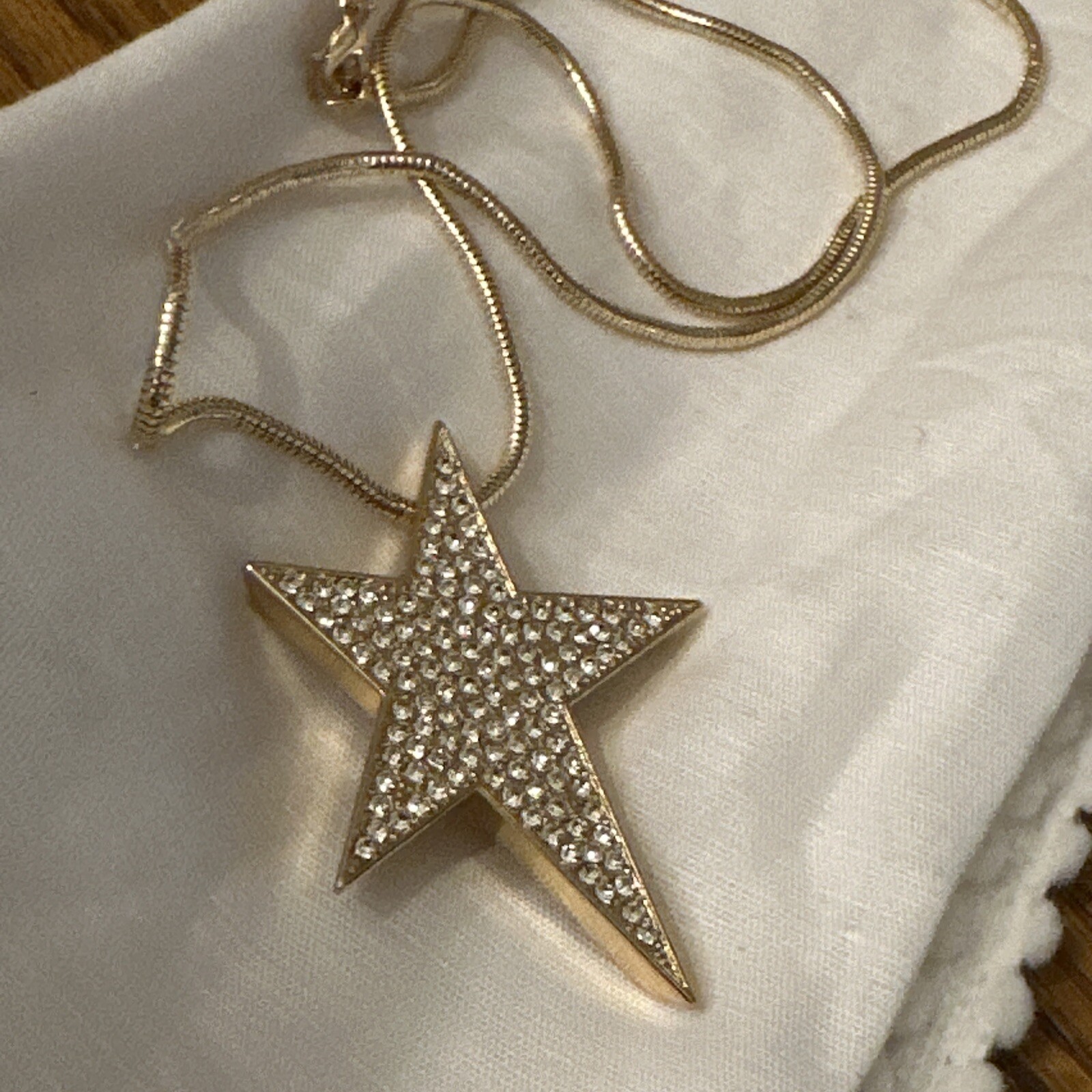 J CREW Large Gold Snake Chain Rhinestone BLING STAR Necklace BID 4 CHARITY❤️264