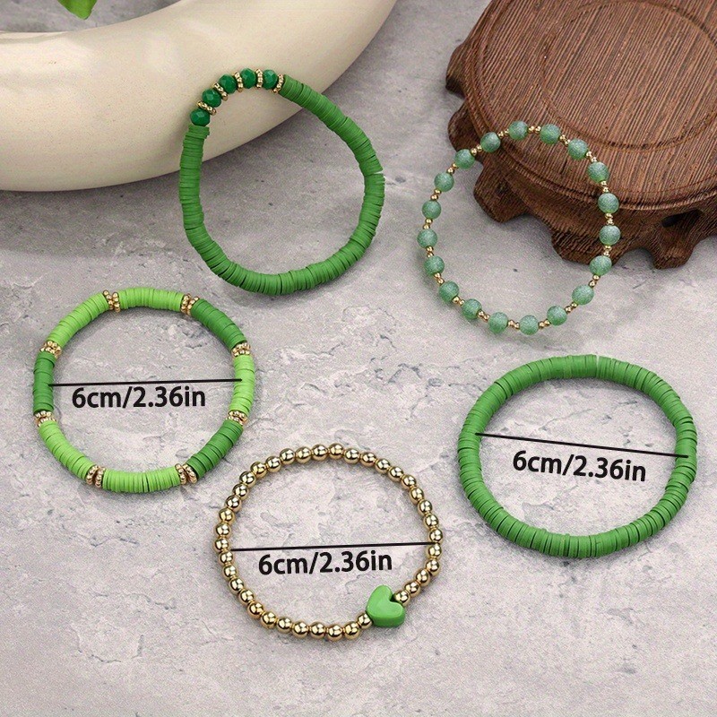 Boho Multicolor Clay Bead Stackable Bracelet Set Beach Bracelets
