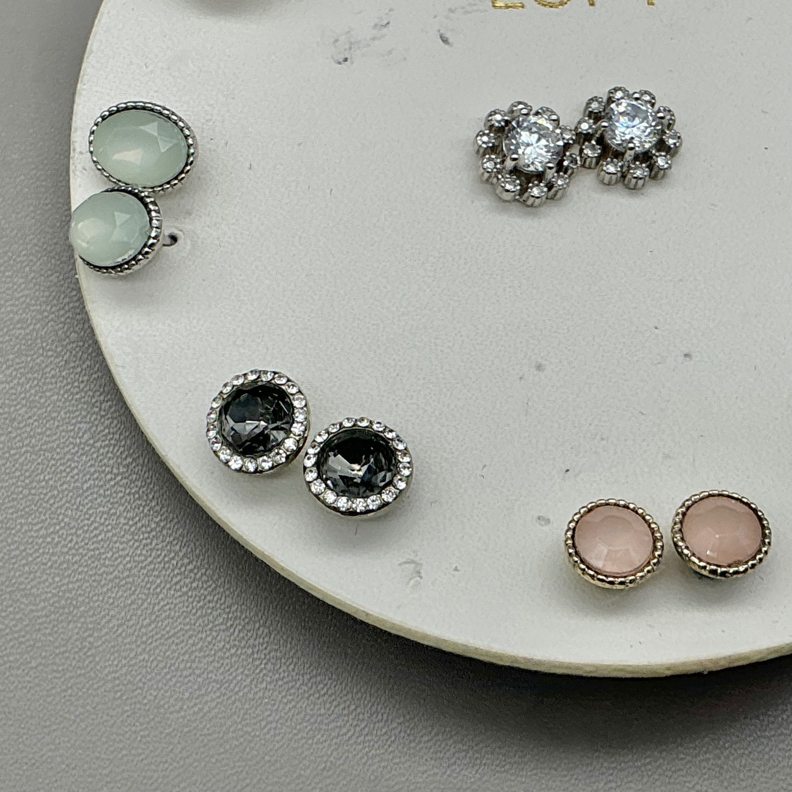 LOFT Earrings Womens Multi Tone Crystal Gemstone Stud Set 9 Pairs 0.25-0.5 In