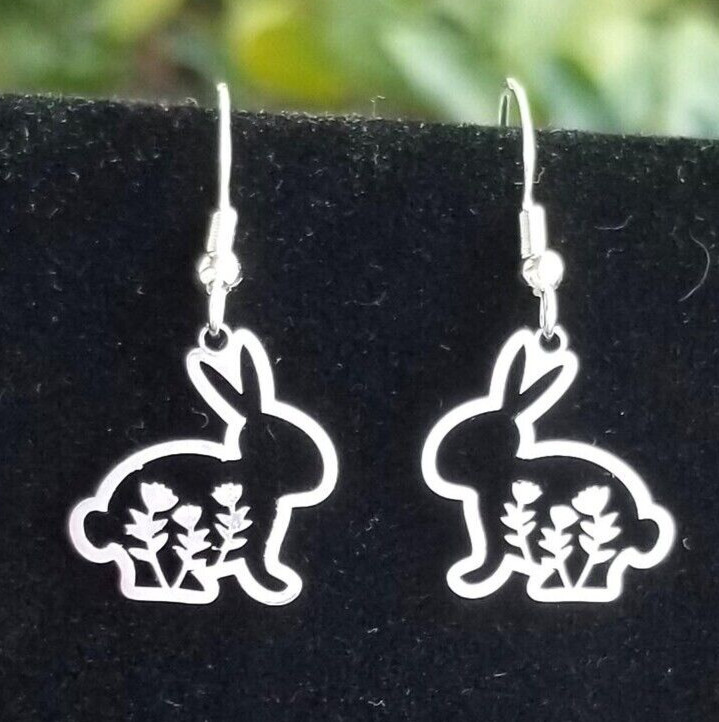 Dainty Silver Bunny Earrings Rabbit Earrings Bunny Jewelry Easter Earrings