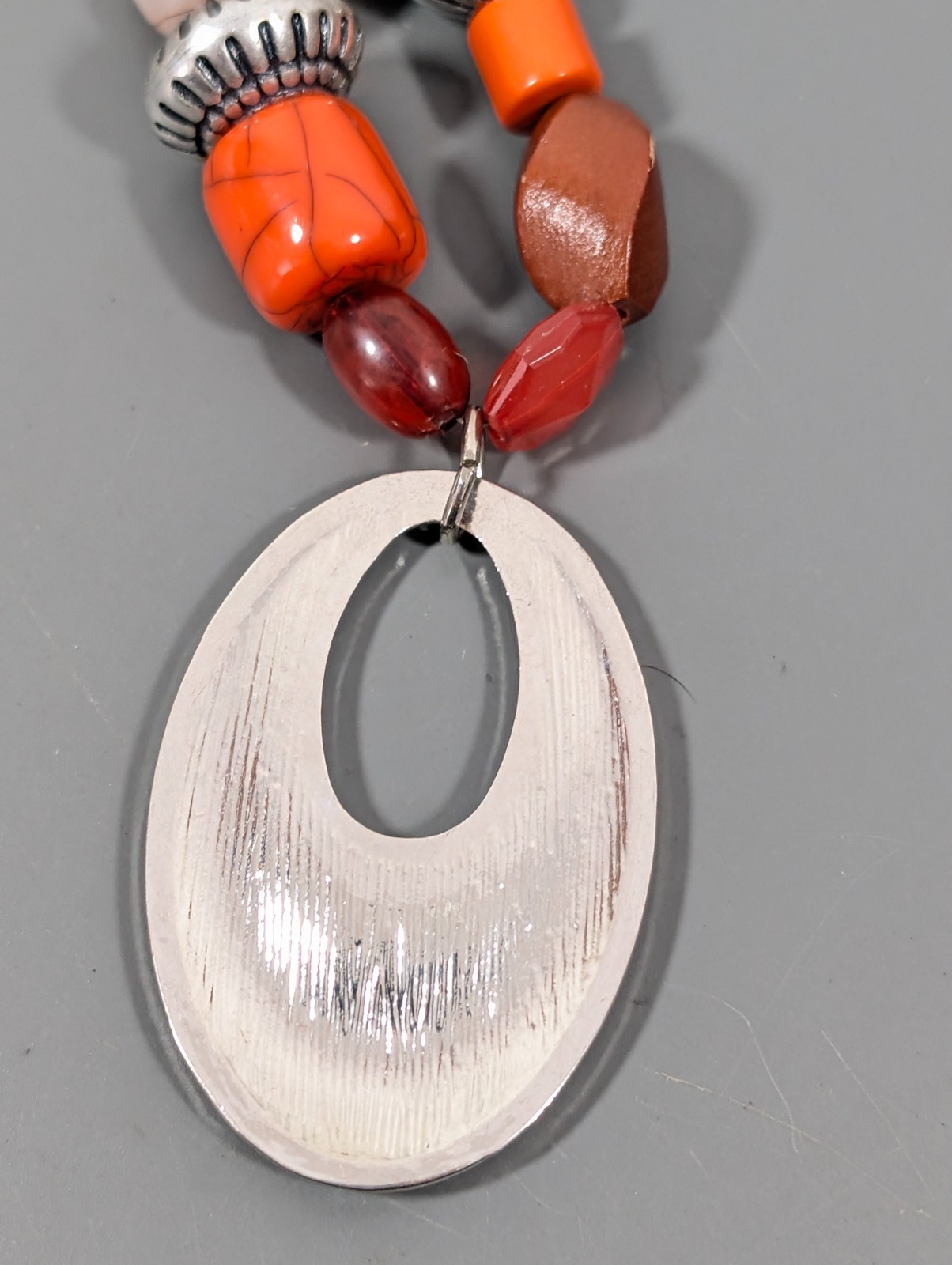 Lane Bryant Statement Pendant Necklace Silver Tone 21 in