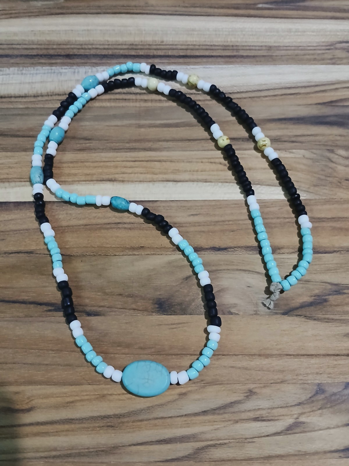 glass beaded necklace Hemp Mens Womens Unisex Dyed Turquoise Howlite