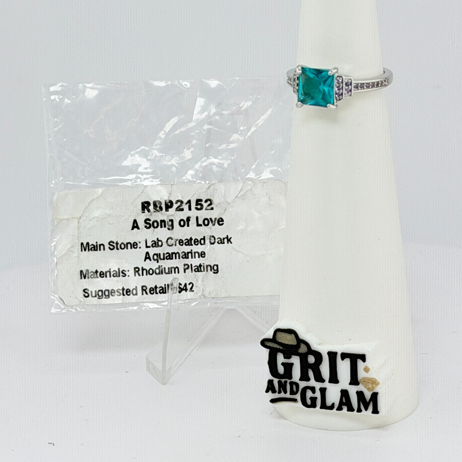 Bomb Party Sz 7 “A Song of Love” RBP2152 RETRO Dark Aquamarine Rhodium