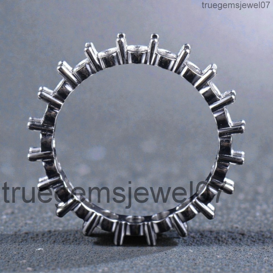 925 Silver Full Eternity Ring Mount 2-4mm Round Stone Setting Engagement Ring
