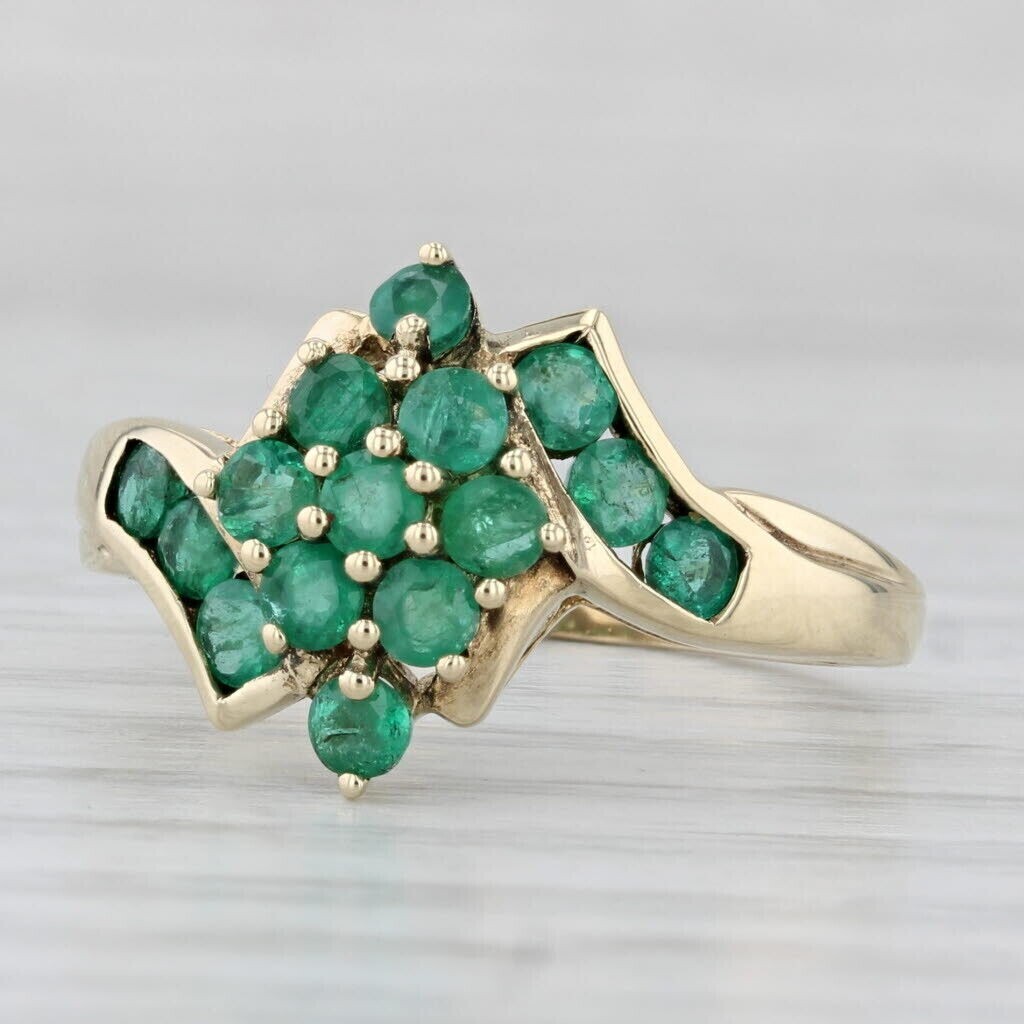 2.50Ct Round Cut Simulated Emerald Engagement Ring 14K Yellow Gold Plated