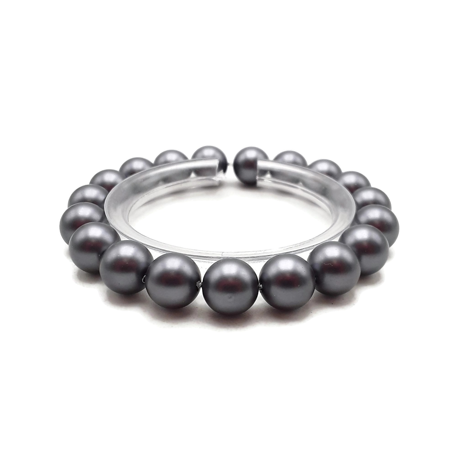 Gray Shell Pearl Bracelet Matte Round Size 8mm 10mm 7.5″ Length