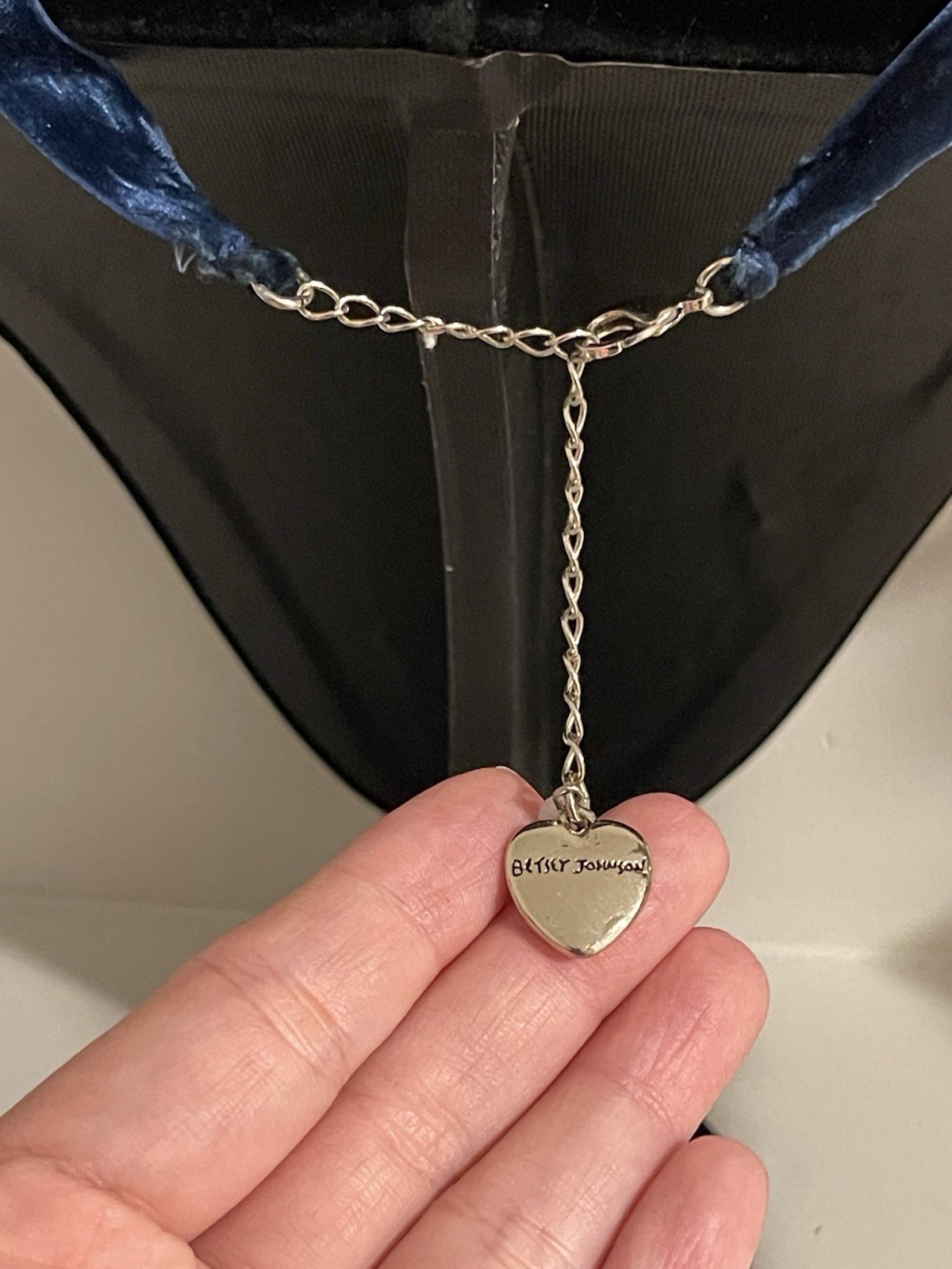 Betsey Johnson Blue Crystal Crescent Moon & Star Pendant Necklace Adjustable