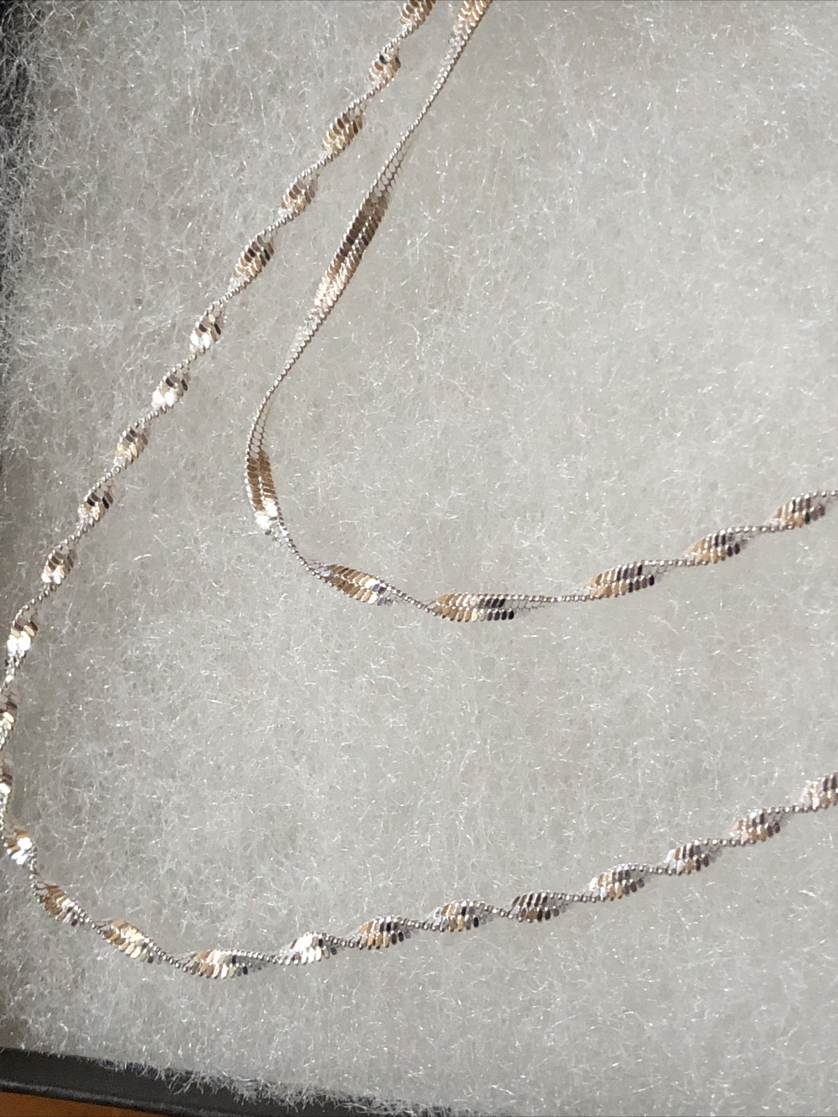 925 Sterling Silver Double Water Wave Chain Necklace w/ Lobster Lock 29 1/
