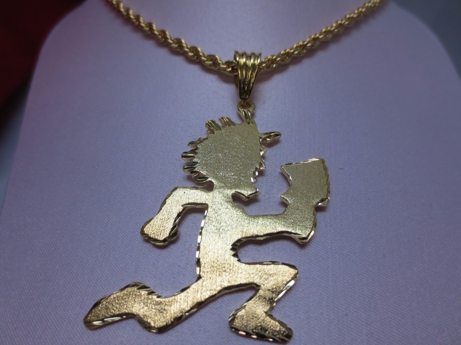 14 KT GOLD PLATED ALMOST 3″ HATCHET MAN CHARM & 4mm ROPE CHAIN – LIST-$49.95
