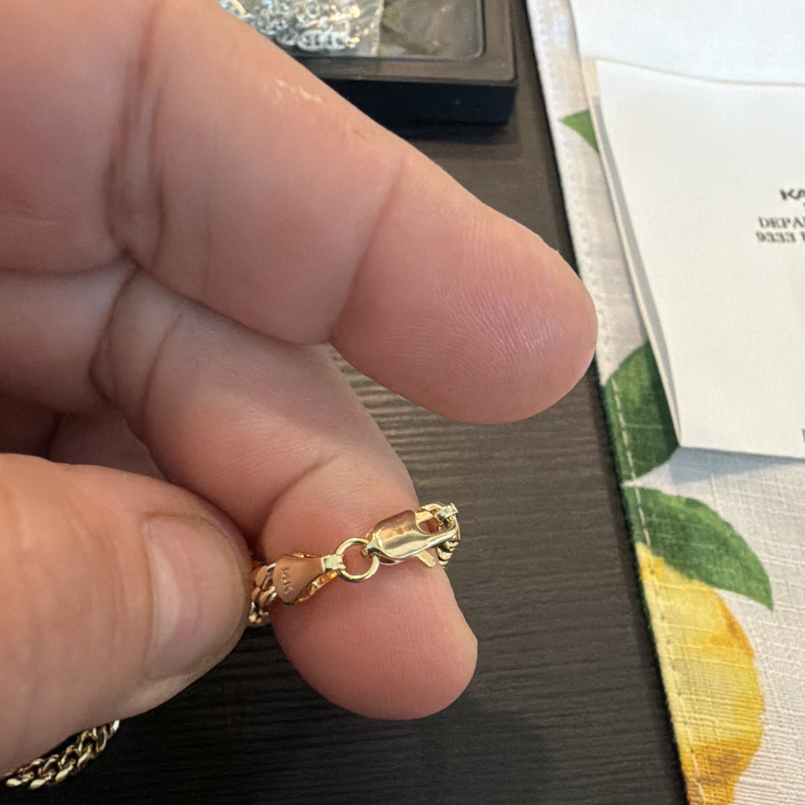 Curb Link Chain Necklace Yellow Gold Plated Metal, Lobster Clasp, No Stone