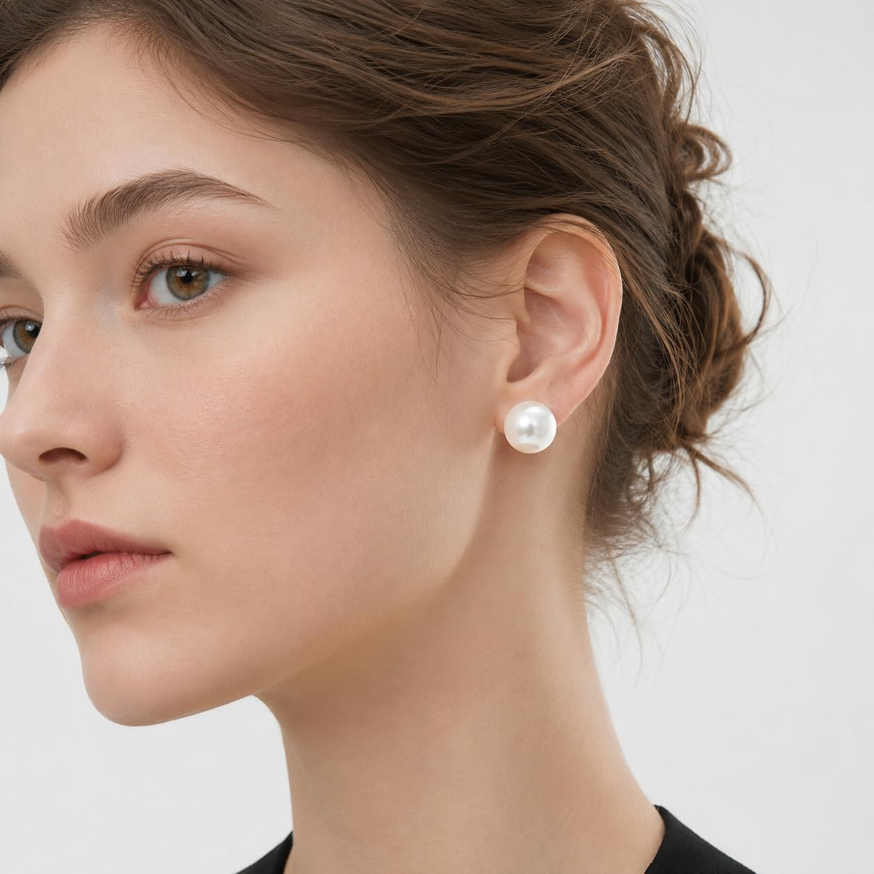 Oversize 14/12/10Mm Classic round Strong Light Simulated Shell Pearl Earrings 14
