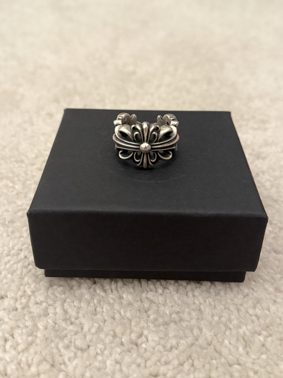 Chrome Hearts Double Floral Ring 925 Sterling Silver Pre-owned Size 10