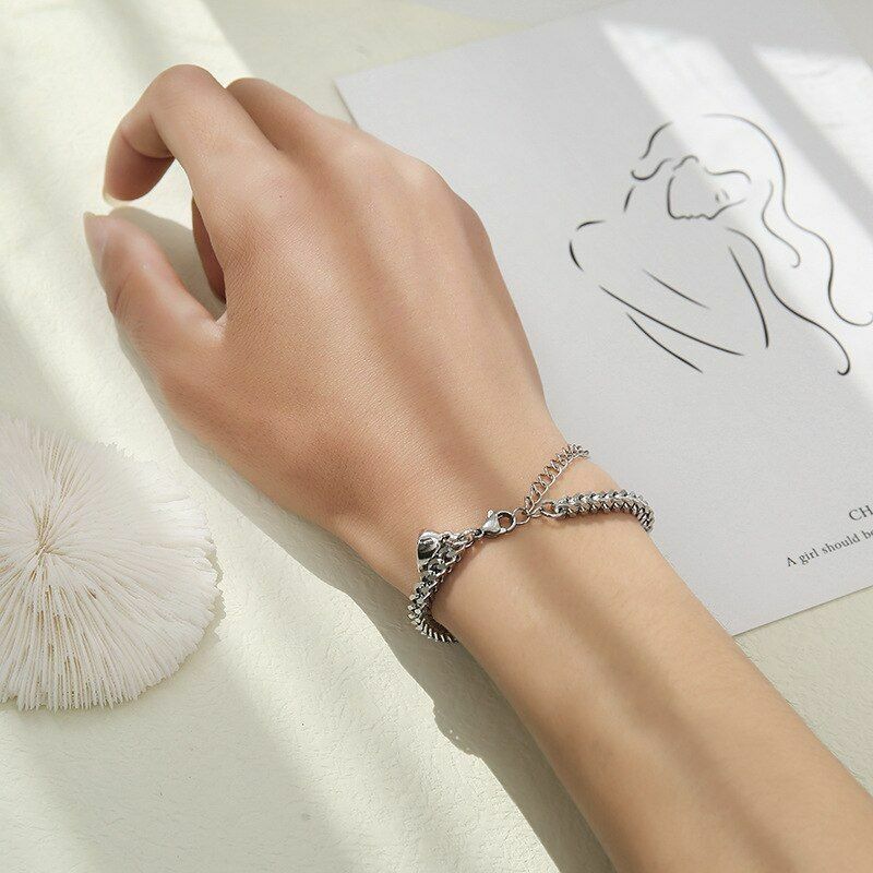 Couple Matching Bracelet Jewelry Heart Shape Magnetic Stainless Fashion Jewelry