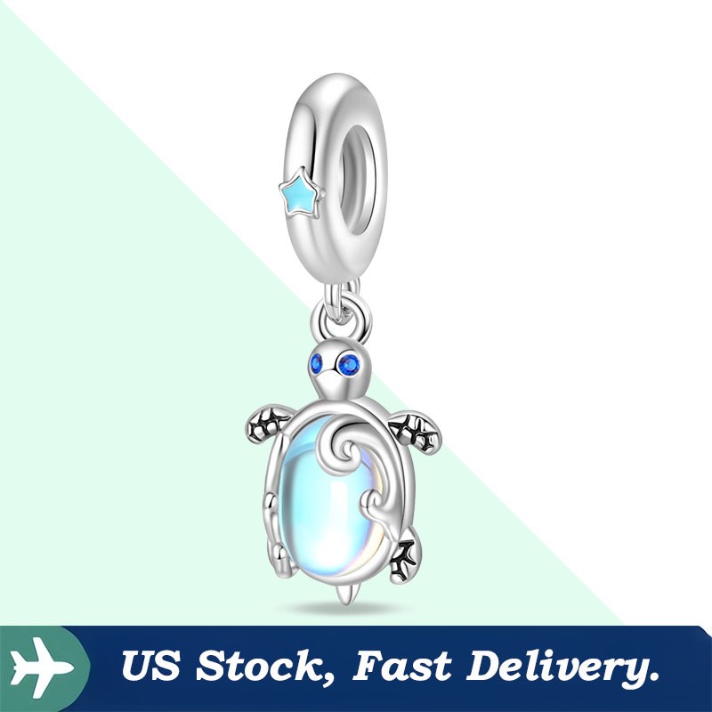 KUNSIR 925 Sterling Silver DIY Charm For Bracelet Sea Turtle Charm Pendant Bead