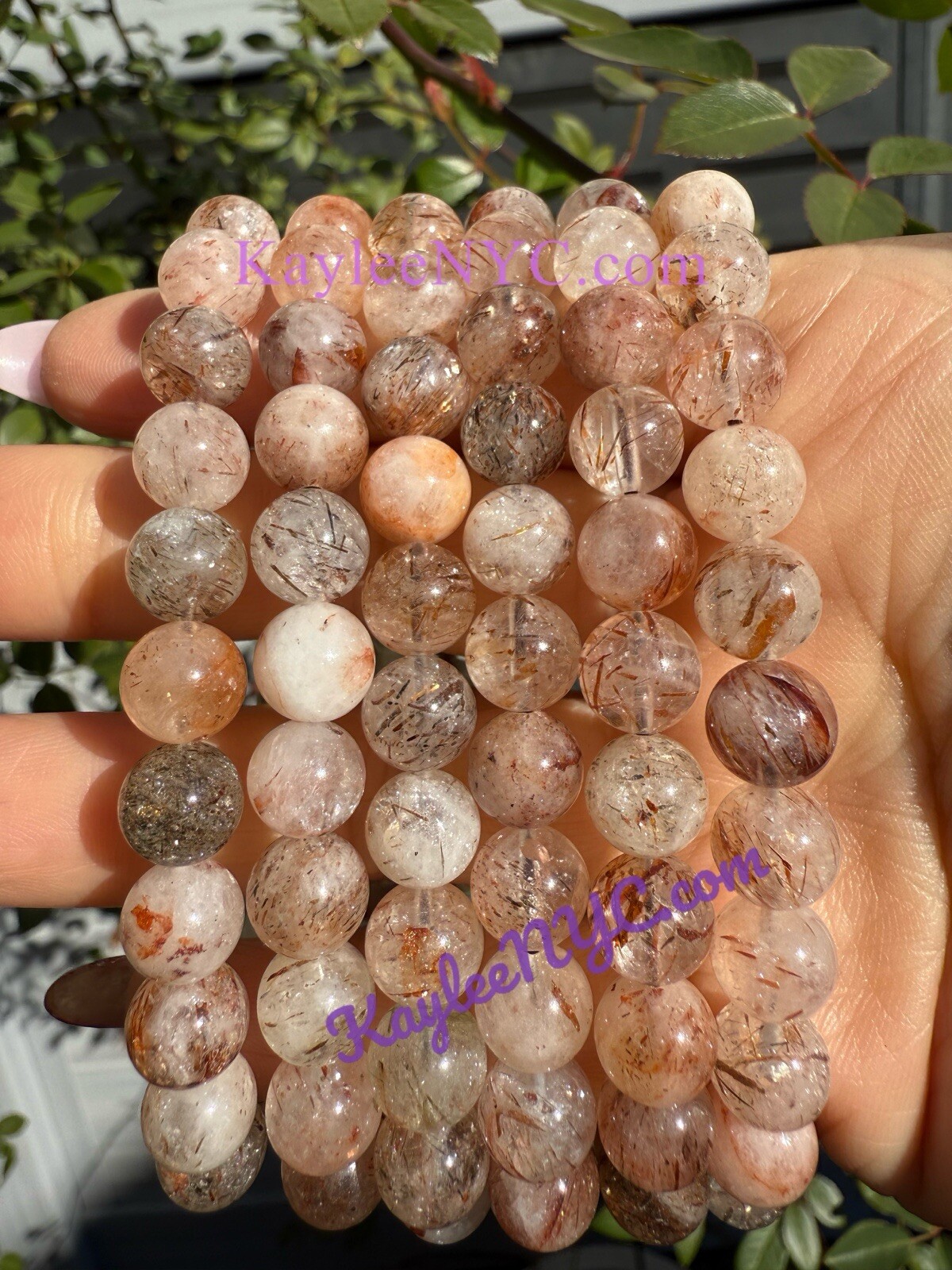 Wholesale Lot 6 Pcs Natural Rutilated Quartz 8mm 7.5” Stretch Bracelet