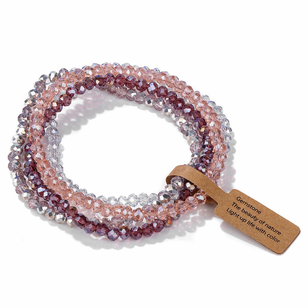 4pcs/set Colorful Glass Bracelet for Women Retro Fashionable Stacked Bracelet
