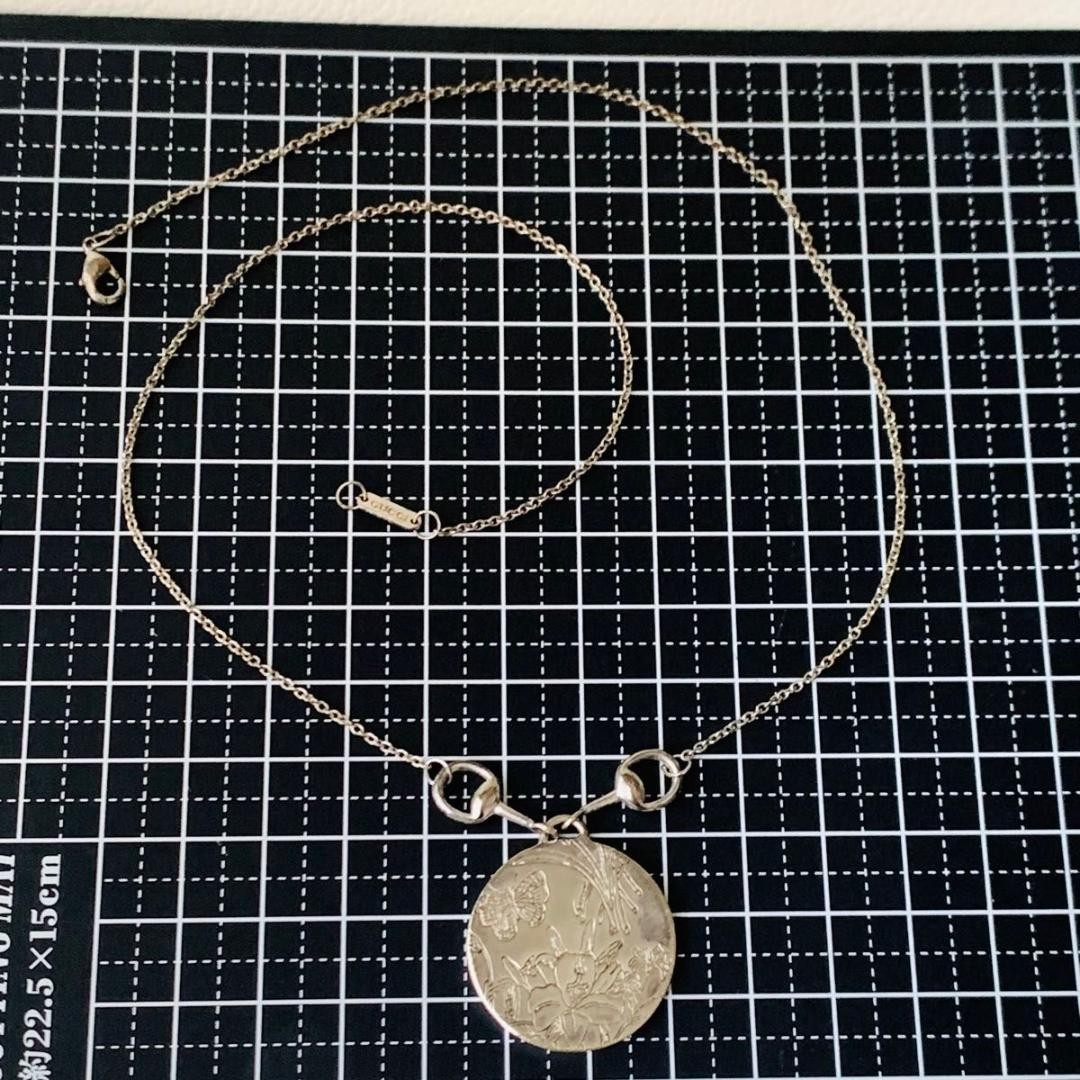GUCCI Flora Coin Necklace Silver925 Horsebit 45.0 cm / 17.7 in w/Box from Japan