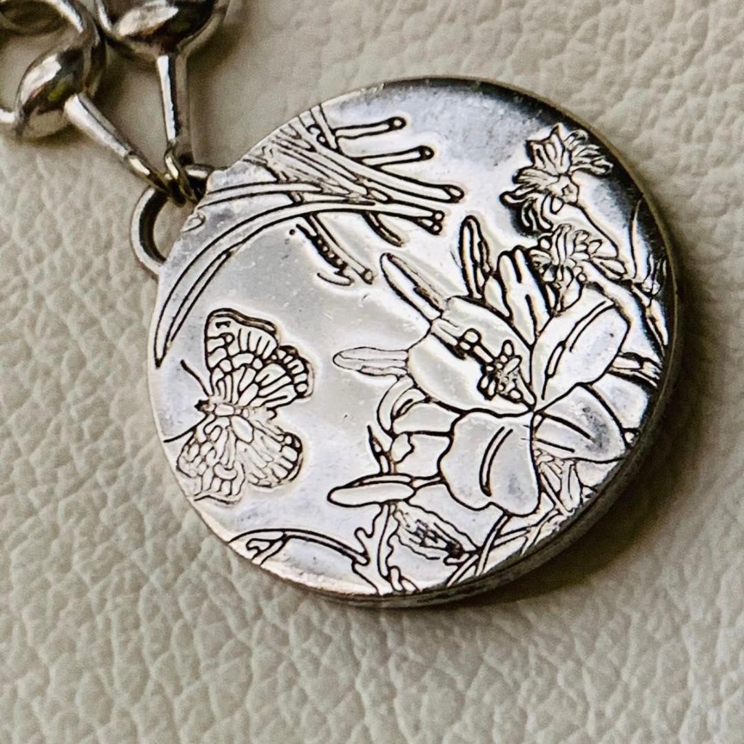 GUCCI Flora Coin Necklace Silver925 Horsebit 45.0 cm / 17.7 in w/Box from Japan