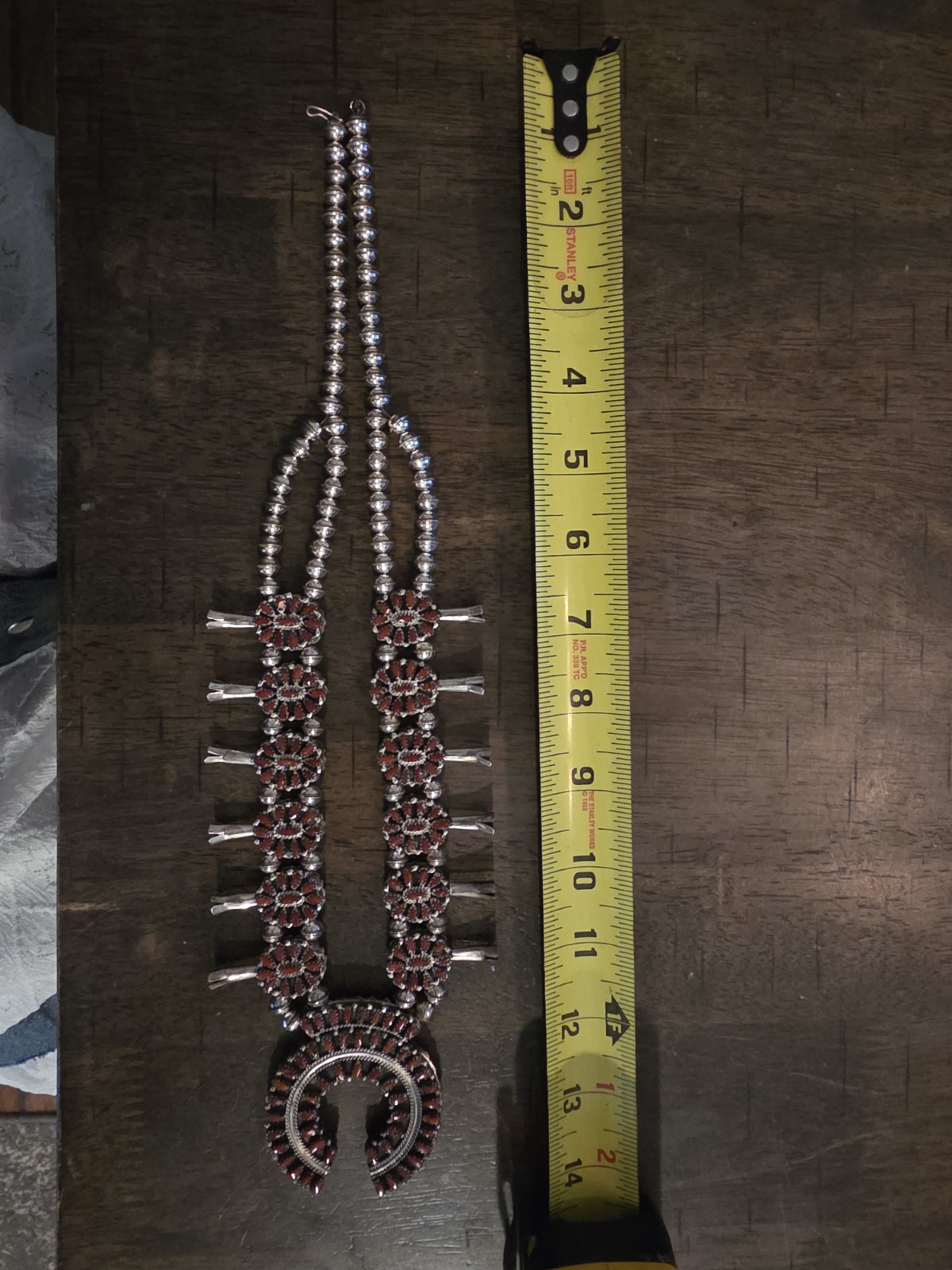 Reversible turquoise & coral squash blossom necklace