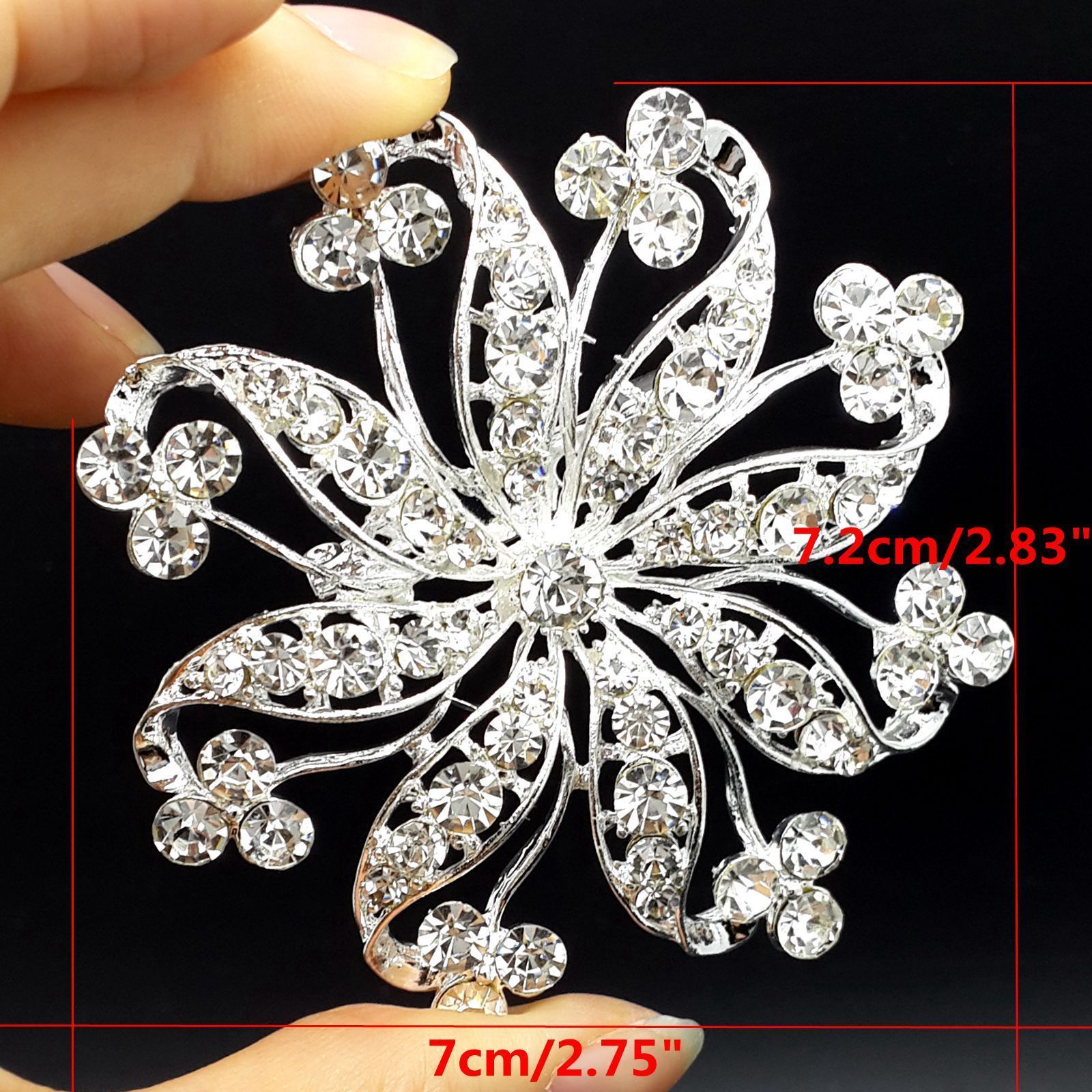 Lot 30pc Mixed Sliver Rhinestone Crystal Brooches Pin DIY Wedding Bridal Bouquet