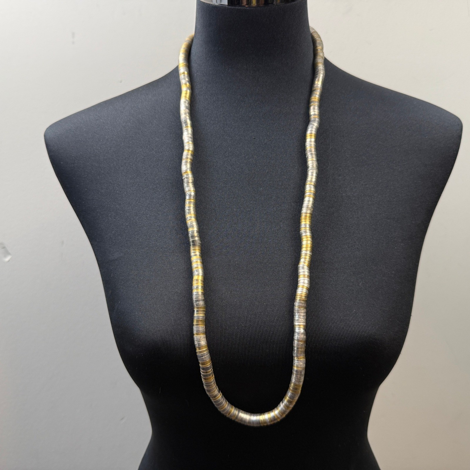 Posable Snake Coil Two Tone Necklace Bendable Versatile Gold Silver Tone Jewelry