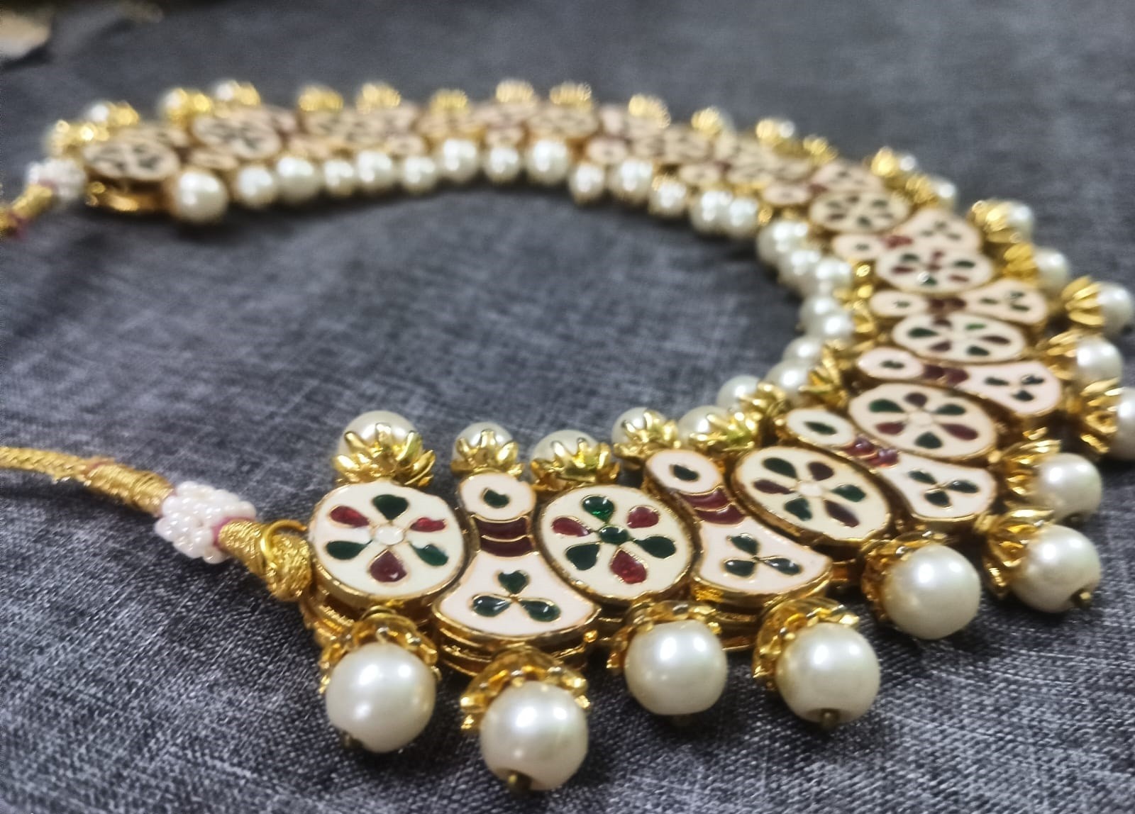 Jaywar Kundan Meenakari Choker Necklace Earrings Set Women Wedding Jewelry