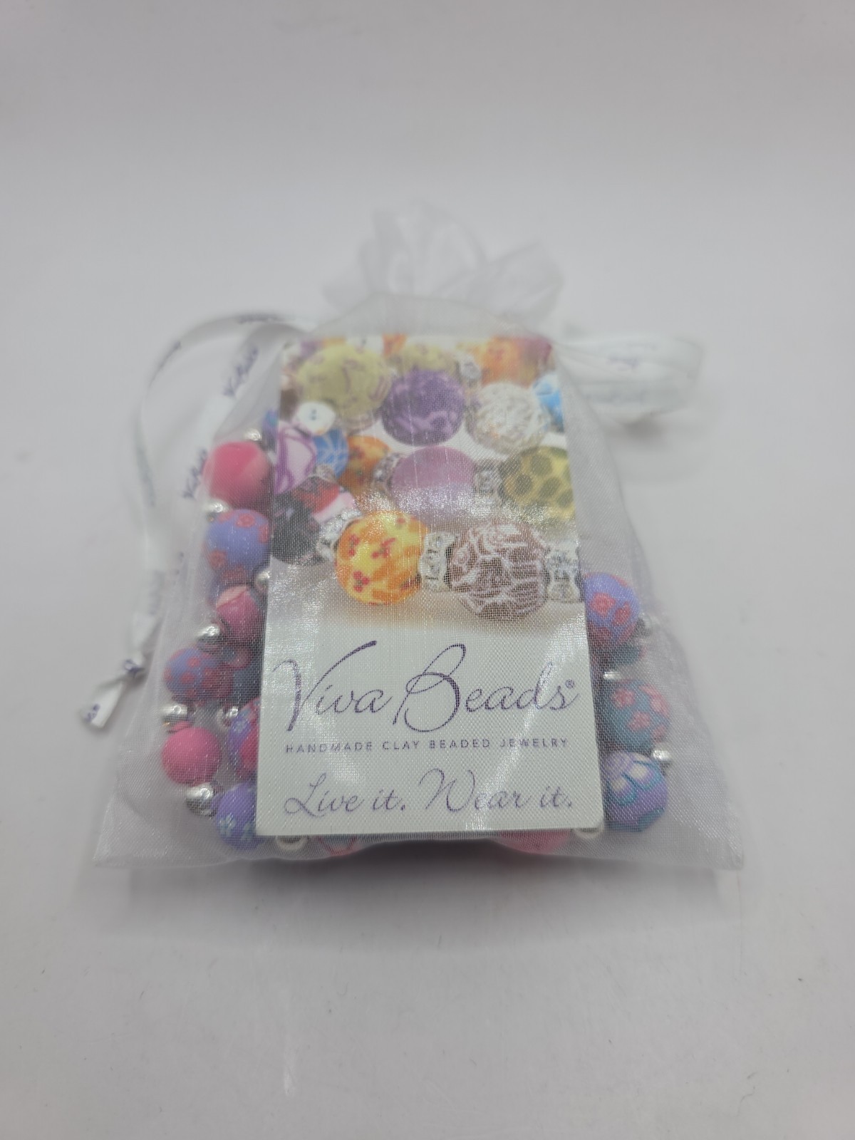Viva Polymer Clay Beaded Necklace 16″ & Stretch Bracelet