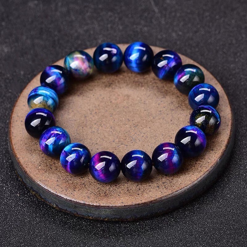 Galaxy Tiger Eye 8mm Beaded Healing Protection Strength Stretchy Bracelet Gifts
